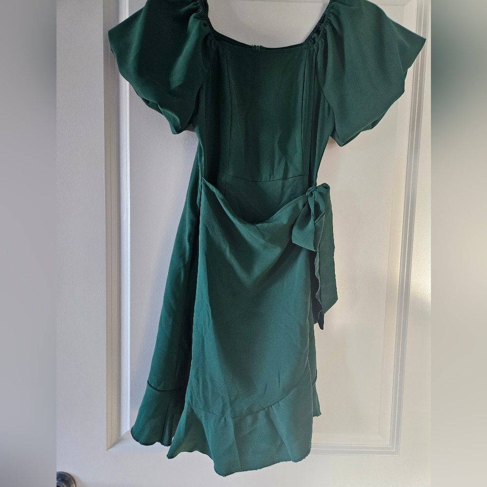 Wrap Mini Dress with Bell Sleeves